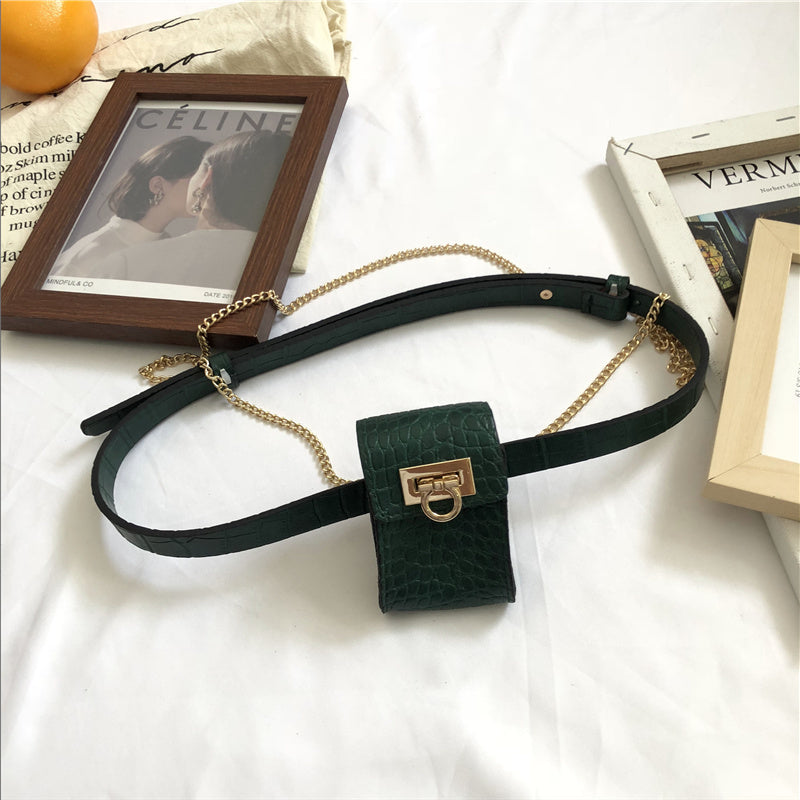 Crocodile Pattern Mini Waist Bag for Women