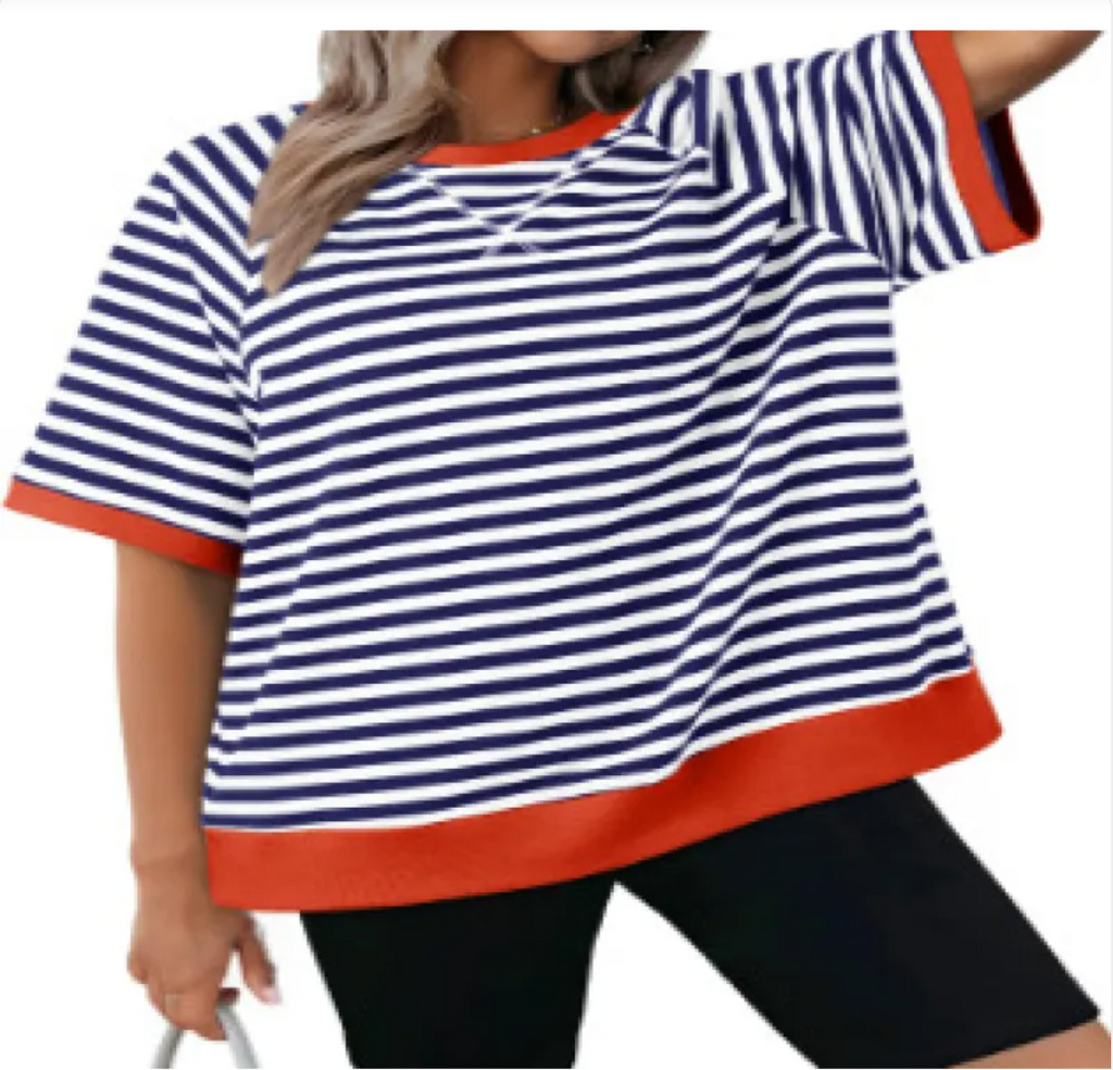 Women's Casual Versatile Striped Loose T-shirt