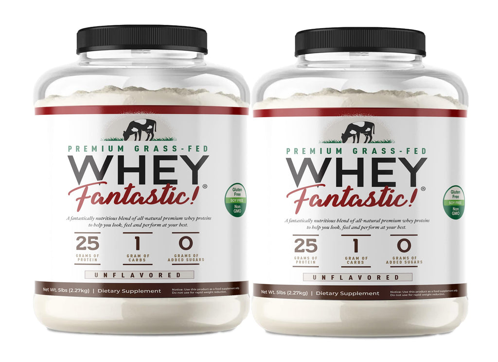 Whey Fantastic - Unflavored - 100% Pure Grass Fed Whey Protein - Optimum Blend of Isolate Concentrate & Hydrolysate - 2-Pack of 5lb