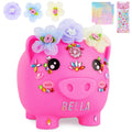 Piggy Bank for Kids Girls Unbreakable Money Saving Bank with Flower Alphbet Sticker to DIY Piggy Money Bank