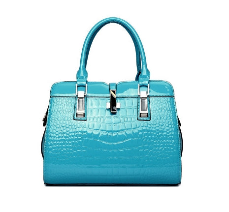 Crocodile Pattern Patent Leather Handbag