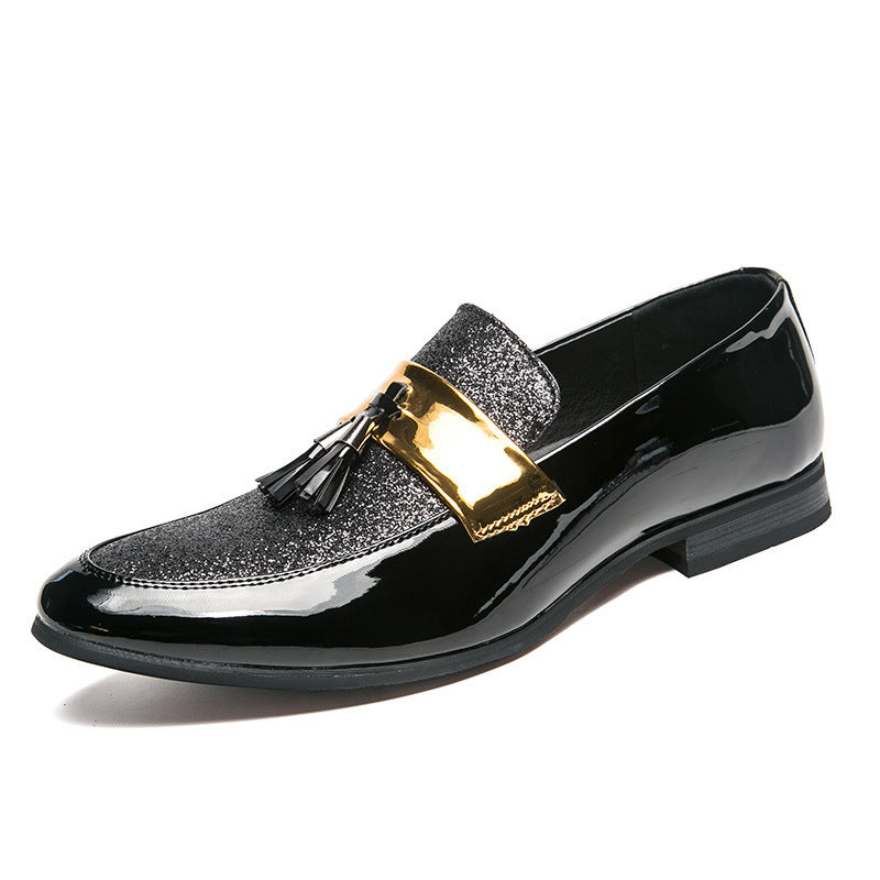 Large Leather Pointed Toe Sequined Casual Men's Shoes
