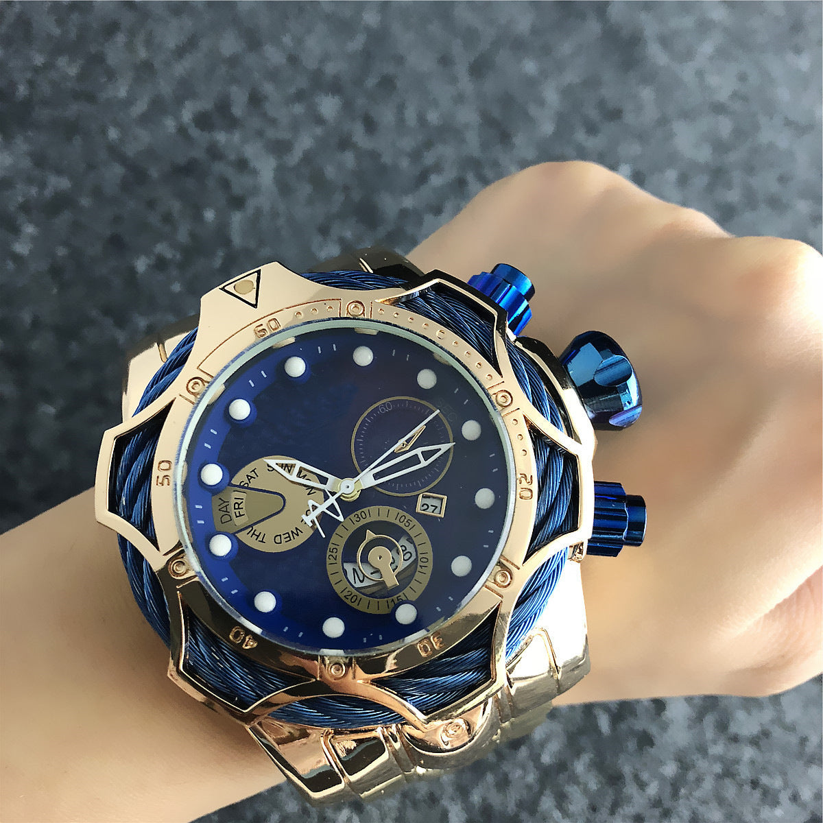Large Dial Steel Band Quartz Watch, Silicone Option