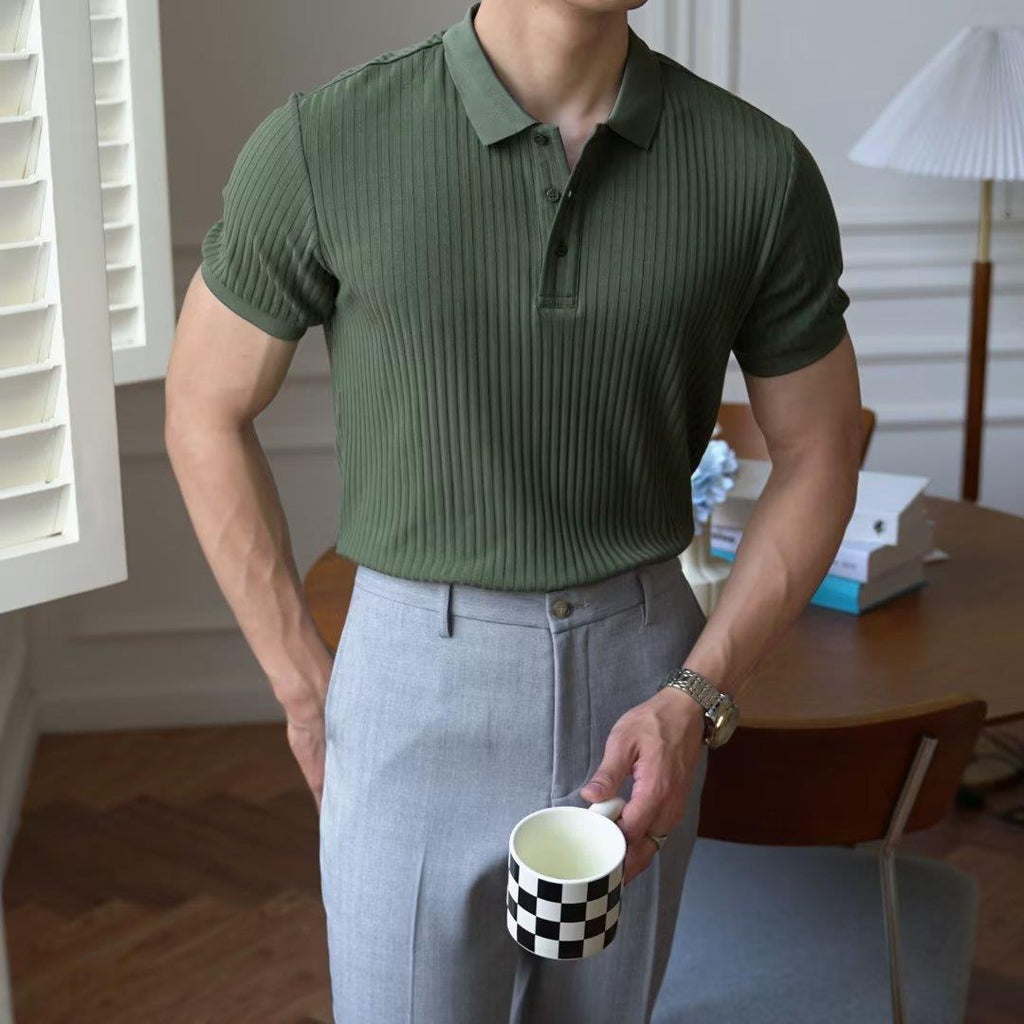 2023 Men's Slim Fit Short Sleeve Polo Shirt - White