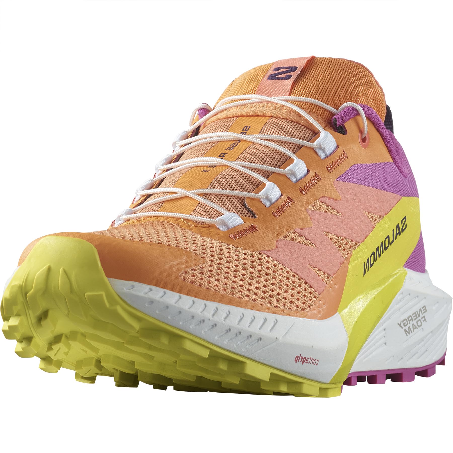 Salomon Womens SENSE RIDE 5 Trail Running Shoes for Women Bird Of Paradise / White / Sulphur Spring 10