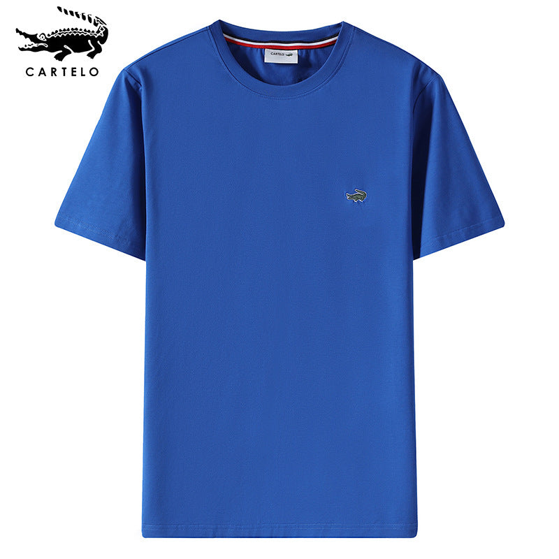 Comfortable Solid Color Cotton Crew Neck T-Shirt