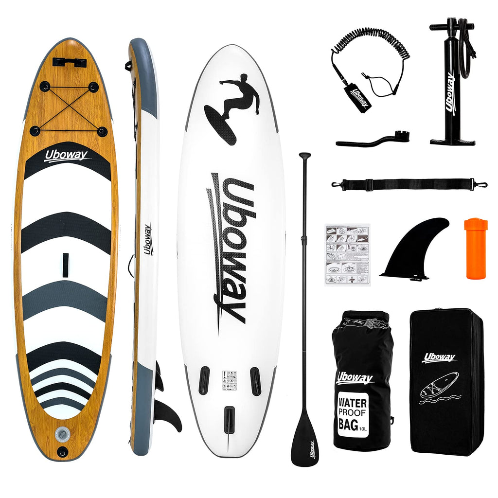 Inflatable Stand Up Paddle Board: Uboway Inflatable Kayak Paddle Board with Premium SUP Accessories Non-Slip Comfort Deck with Backpack Bonus Dry Bag & Hand Pump Sup Board for Yoga Fishing Surf
