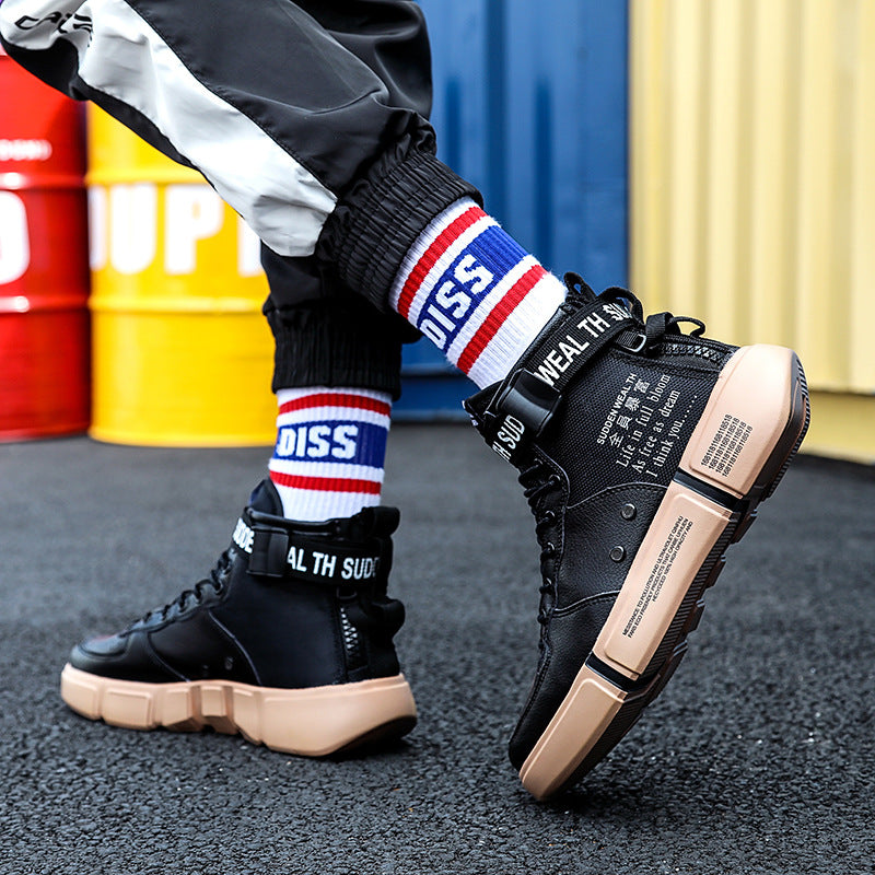 Men's High-Top Sneakers - Sporty Casual Thick Sole