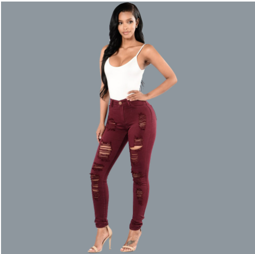 Brown Ripped Skinny Jeans with Distressed Pockets