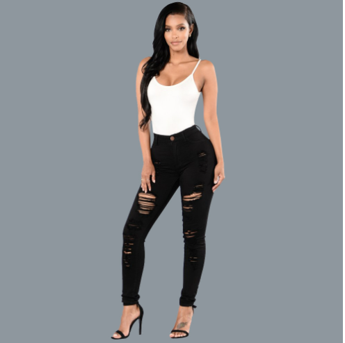 Brown Ripped Skinny Jeans with Distressed Pockets