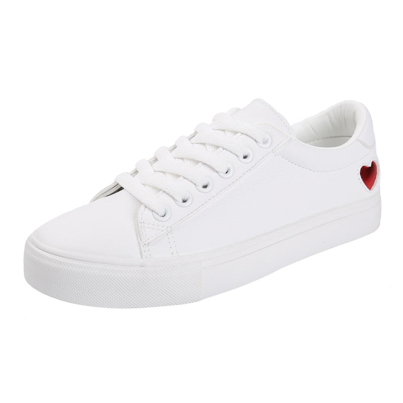 Heart Pattern Women's White Sneakers - 2018 Fashion Style