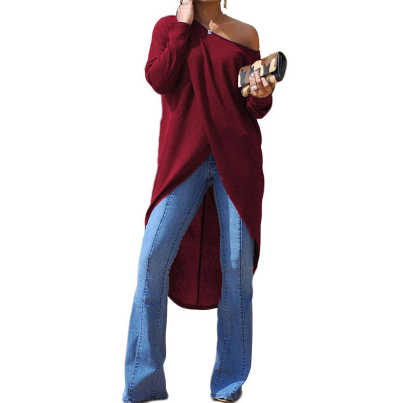 Fashionable Sexy Long Sleeve Off-Shoulder Dress Top