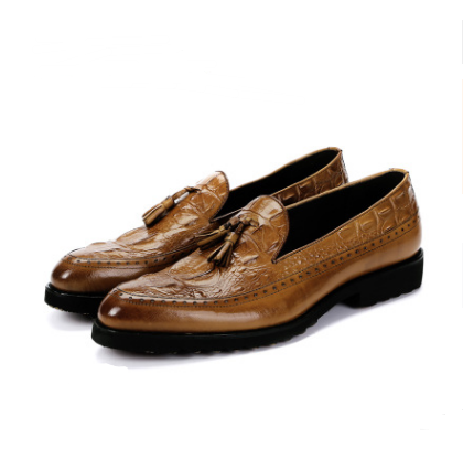 Crocodile Pattern Men's Leather Brogue Dress Shoes