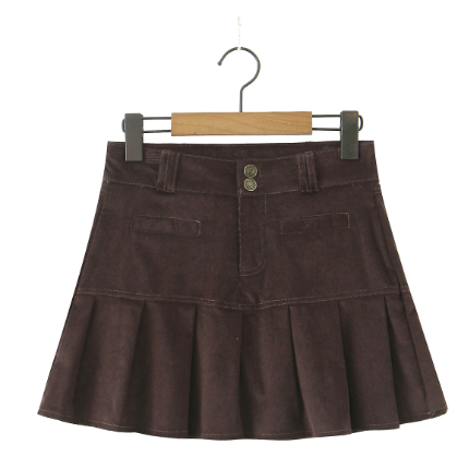 High Waist A-line Pleated Skirt for Women (Autumn/Winter)