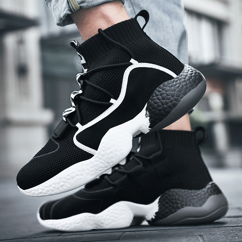 Men's High-Top Basketball Shoes - Breathable Fashion Sneakers
