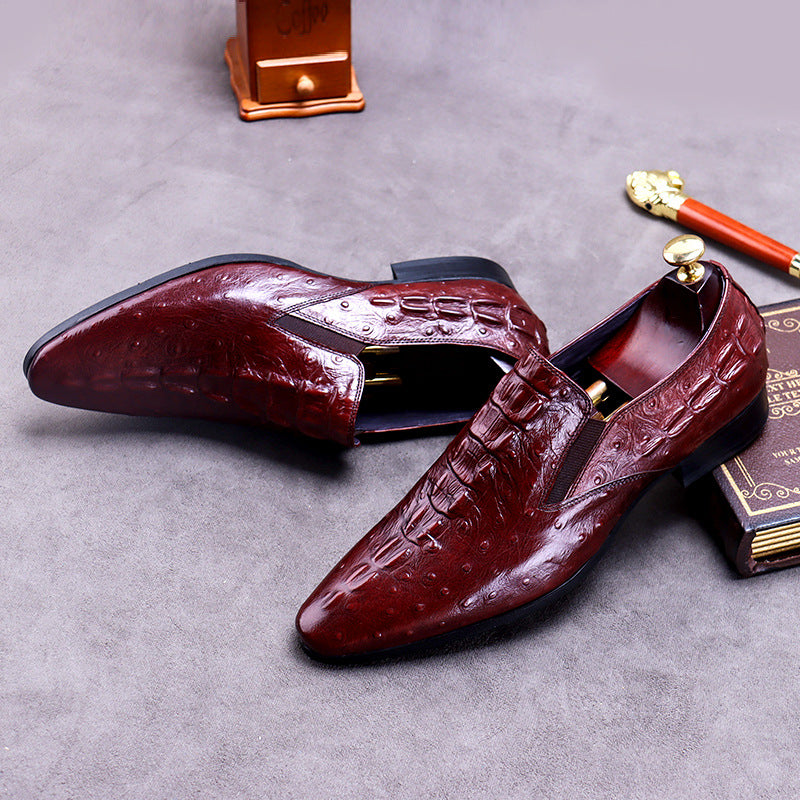 Crocodile Pattern Men's Dress Shoes - Casual Business Style