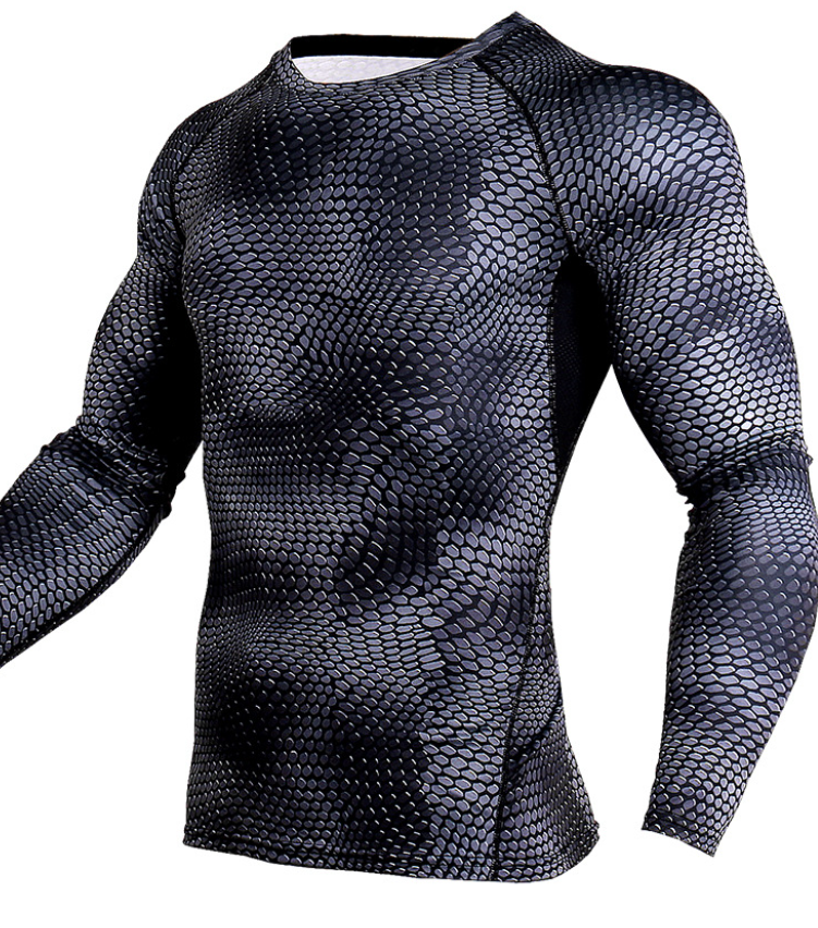Men's 3D Printed Long Sleeve Workout T-Shirt