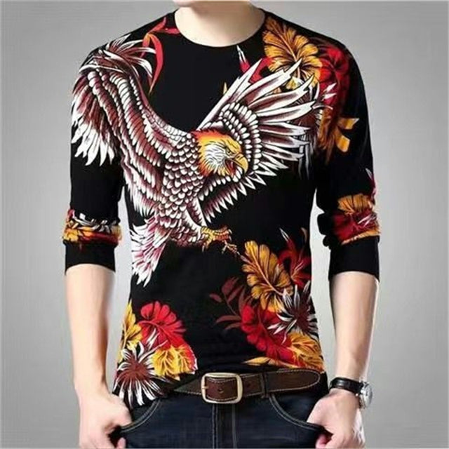 Men's 3D Printed Dragon Tiger Long Sleeve T-Shirt