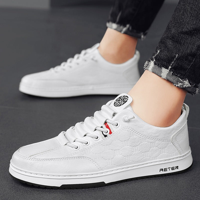 Trendy Slip-On Men's Casual Leather Sneakers for Autumn