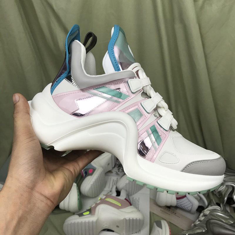 2020 New Women's Dad Shoes - Leather Thick Sole Sneakers