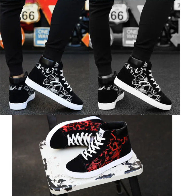 Men's Korean Style High Top Canvas Sneakers