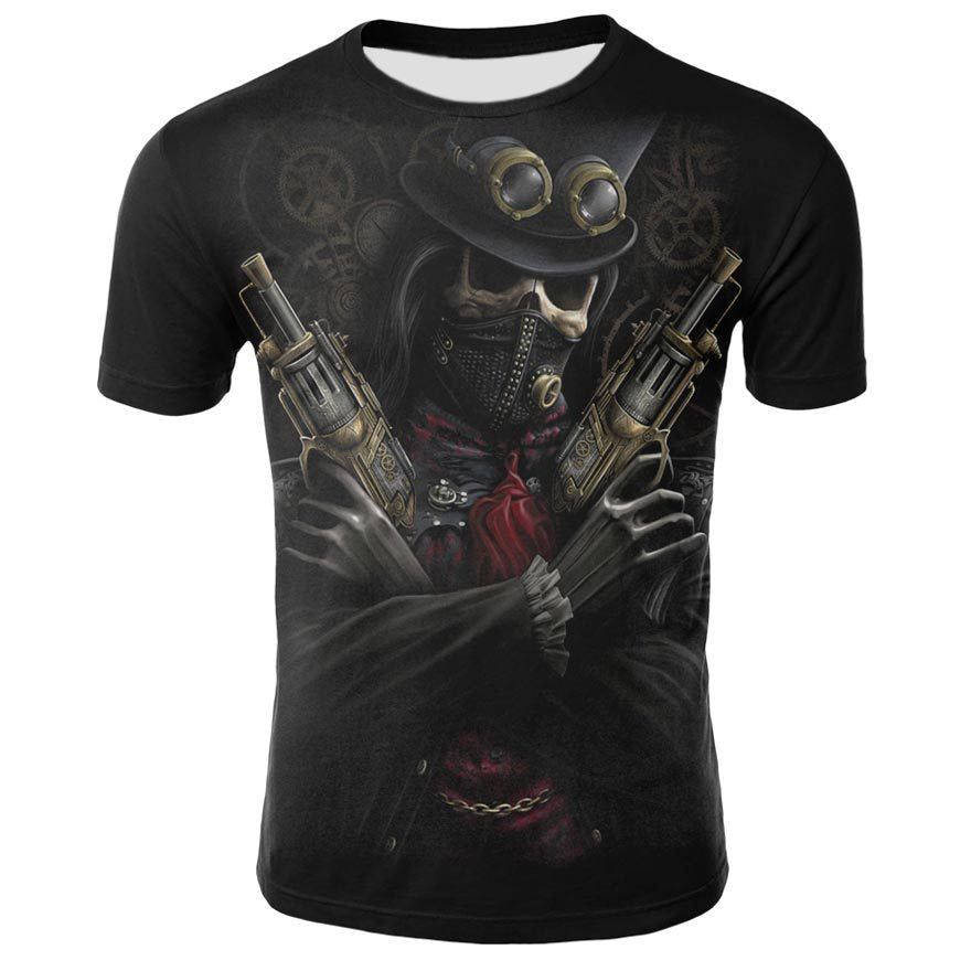 3D Printed Skull Short Sleeve Sports T-Shirt