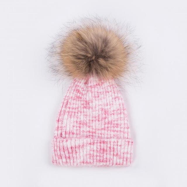 Multicolor Wool Beanie with Pom-Pom