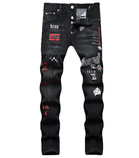 Embroidered Eagle Slim Fit Men's Jeans