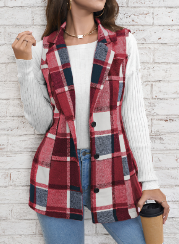 Classic Checkered Women's Vest (One Piece)