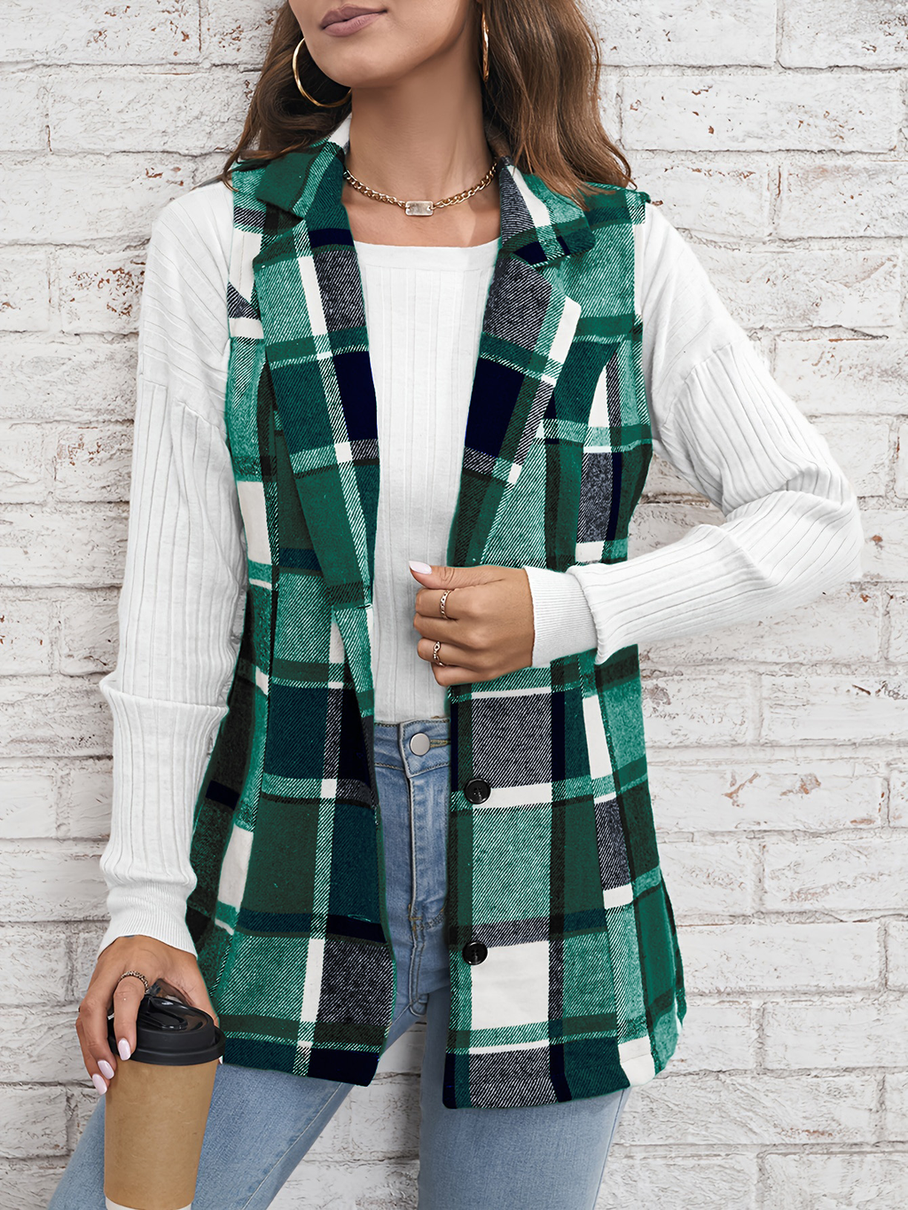 Classic Checkered Women's Vest (One Piece)