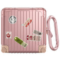KOREDA Funny Suitcase Design Case for Samsung Galaxy Buds FE/Galaxy Buds 2 Pro/Galaxy Buds Pro/Galaxy Buds Live Cute Fashion Protective Hard Case for Women Men with Keychain (Rose Gold)