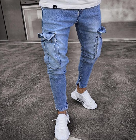 Ripped Skinny Jeans with Zipper Detail