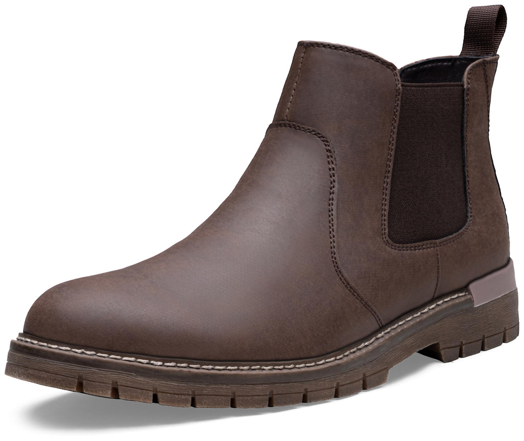 Jousen Mens Boots Casual Mens Slip On Boots Ankle Chelsea Boots for Men (AMY8400A darkbrown 10)