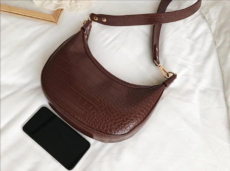 Vintage French Crocodile Pattern Handbag for Women