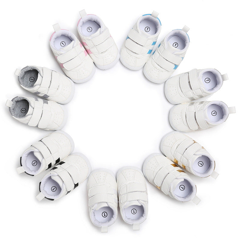 Baby Velcro White Sneakers - Soft Sole Toddler Shoes