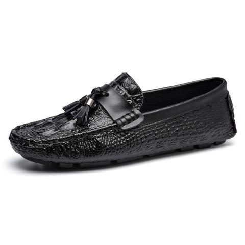 Crocodile Pattern Genuine Leather Casual Loafers