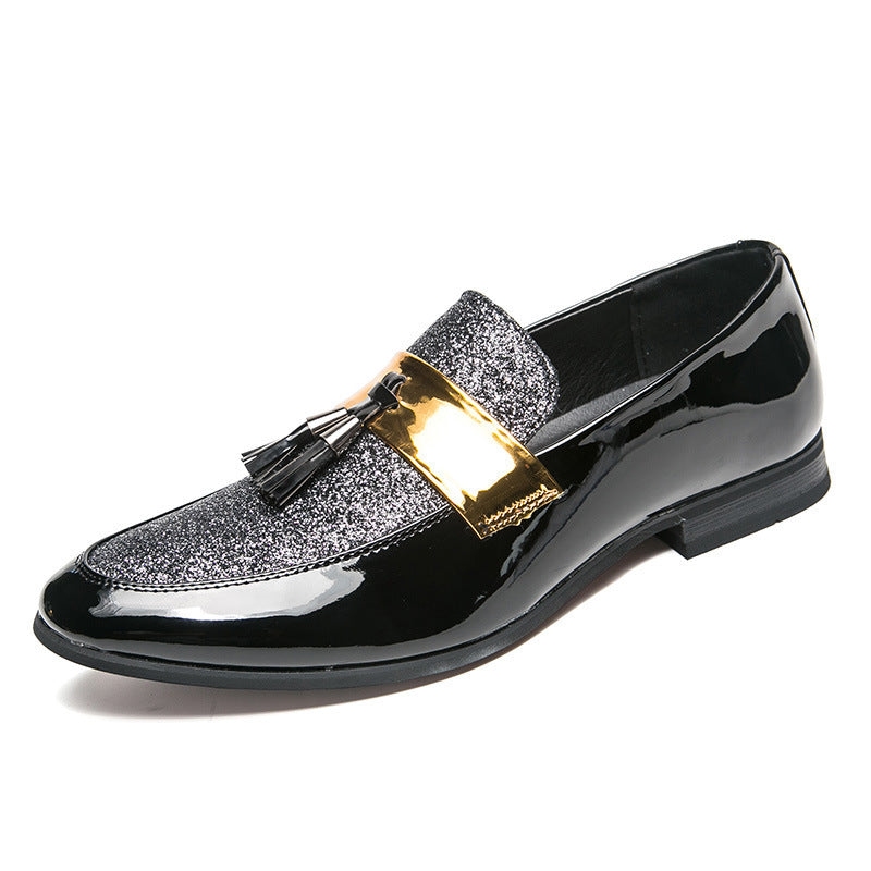 Large Leather Pointed Toe Sequined Casual Men's Shoes
