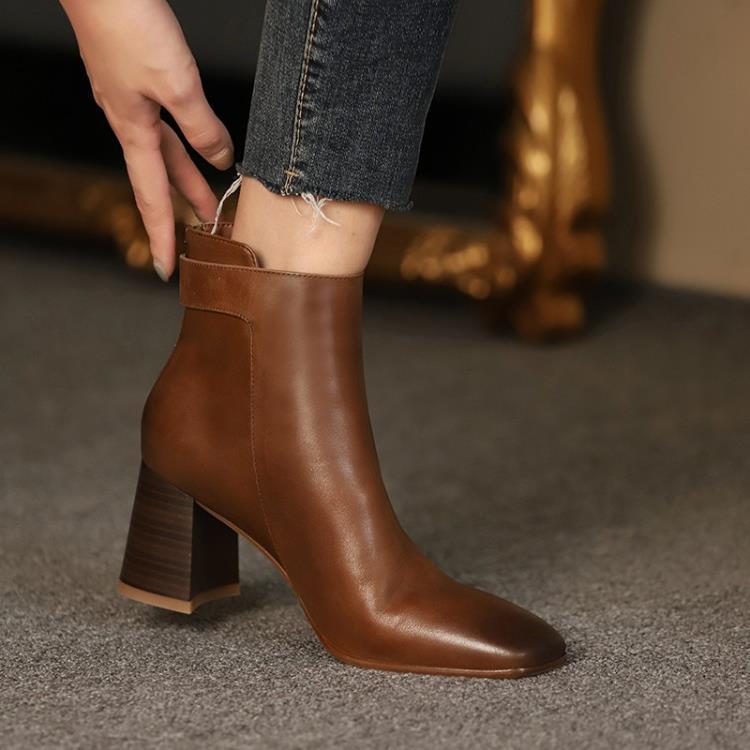 Autumn Thick-Heeled Mid-Calf Boots for Women