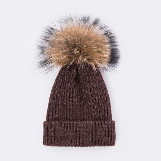 Multicolor Wool Beanie with Pom-Pom