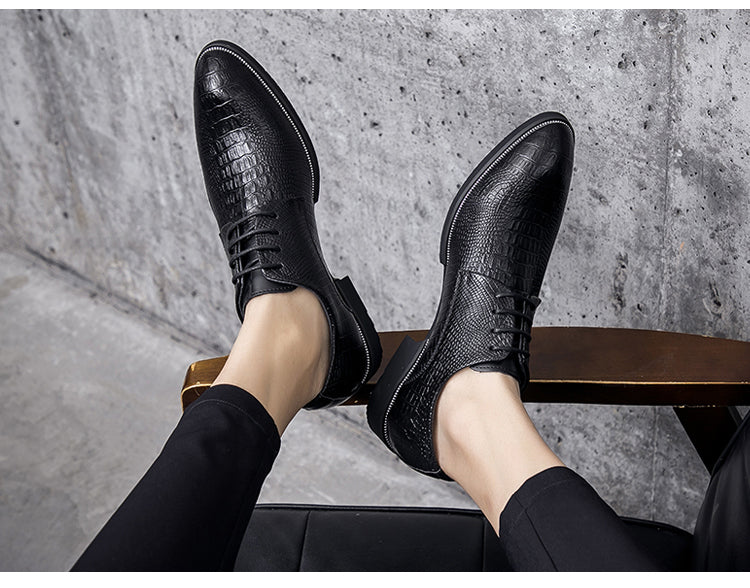 Men's Black Crocodile Pattern Dress Shoes (Business Style)