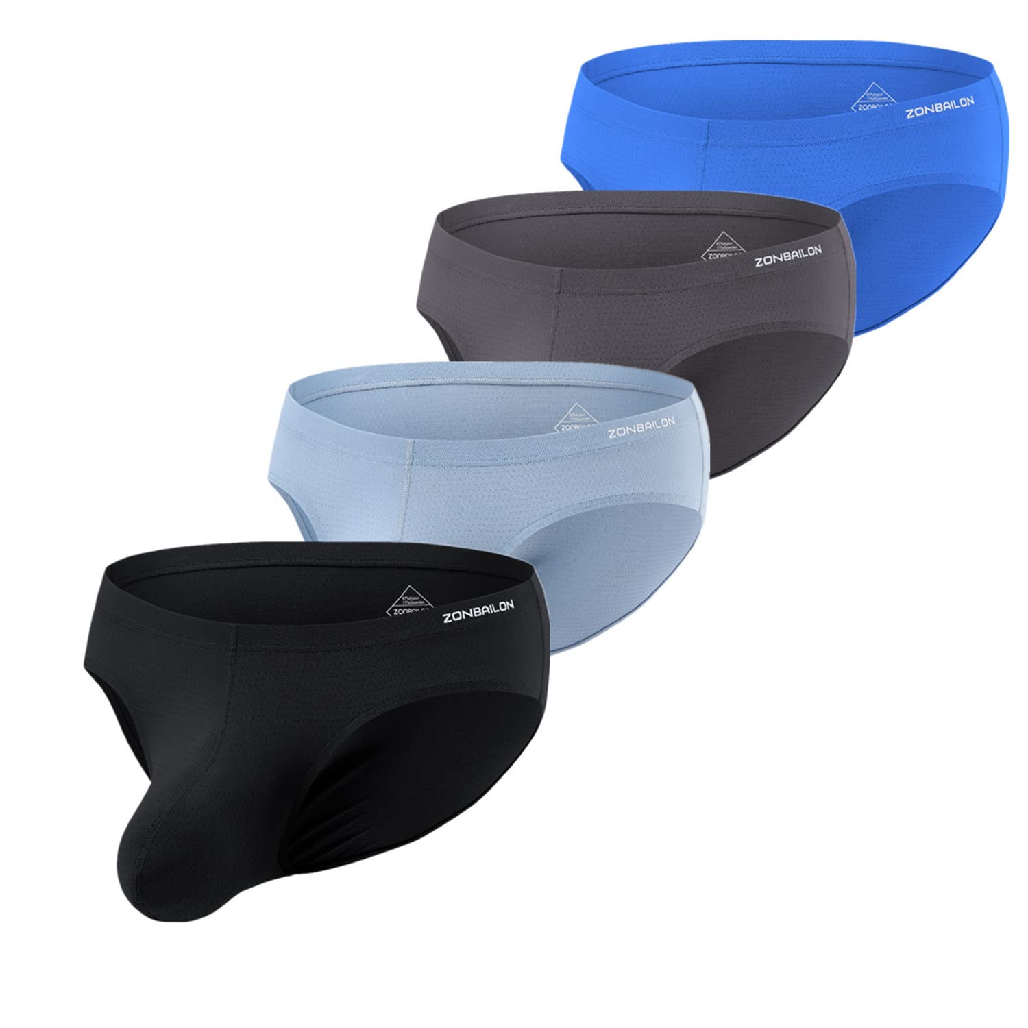 ZONBAILON 4 Pack Sexy Mens Briefs Underwear Bulge Pouch Ultra Breathable Low Rise XL