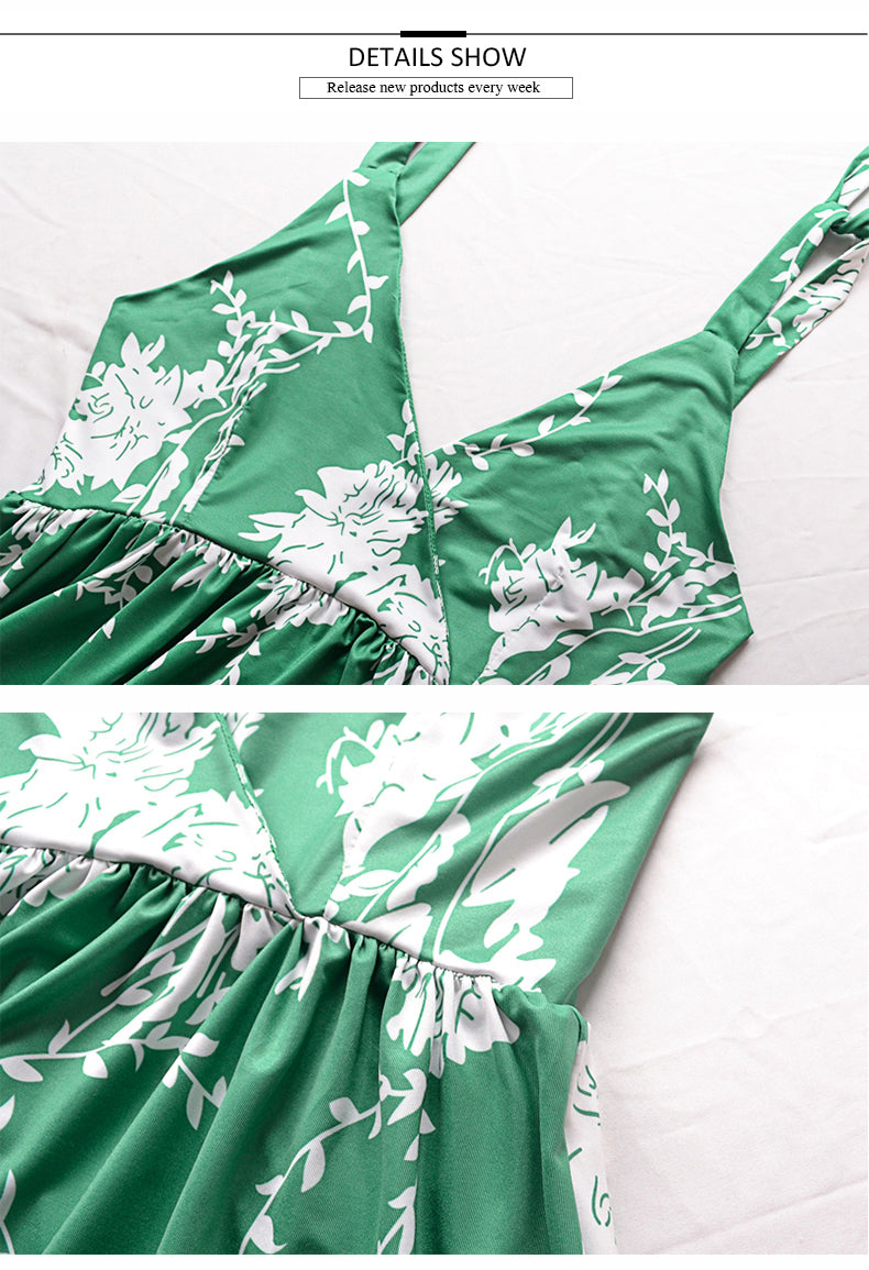 LIVA V-Neck Backless Sleeveless Beach Dress
