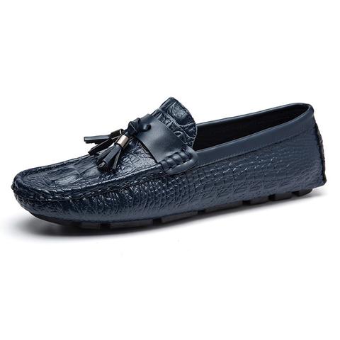 Crocodile Pattern Genuine Leather Casual Loafers