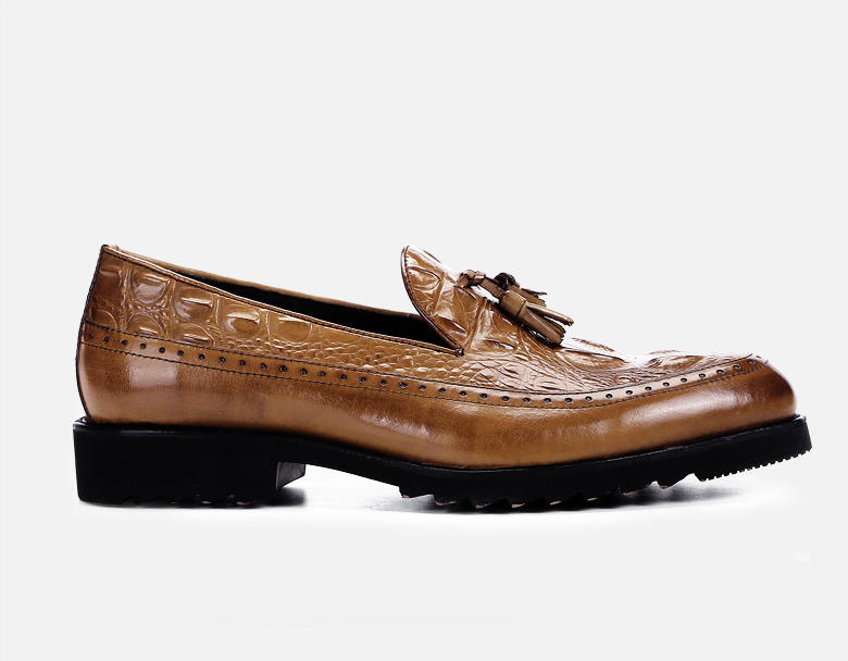 Crocodile Pattern Men's Leather Brogue Dress Shoes