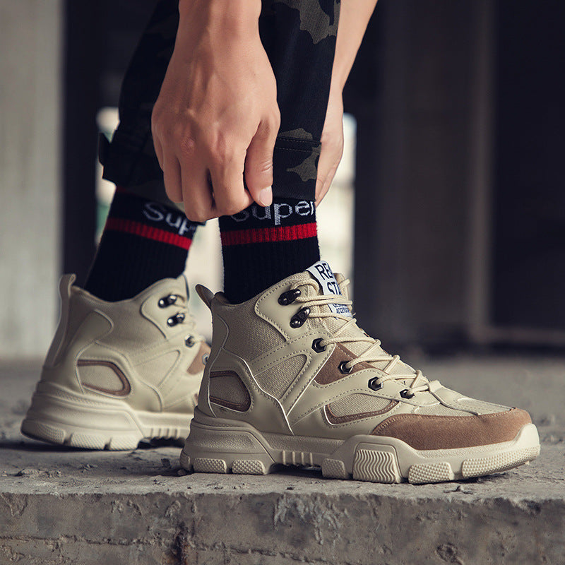 Men's High-Top Outdoor Hiking Sneakers with Thick Sole