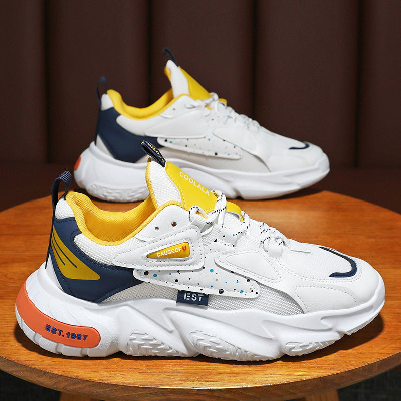 Spring Men's Breathable Casual Sneakers Thick Sole