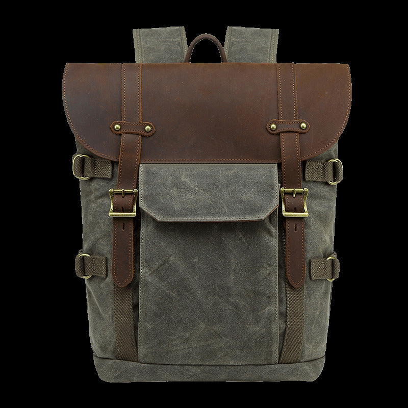 Canvas and Crazy Horse Leather DSLR Camera Backpack