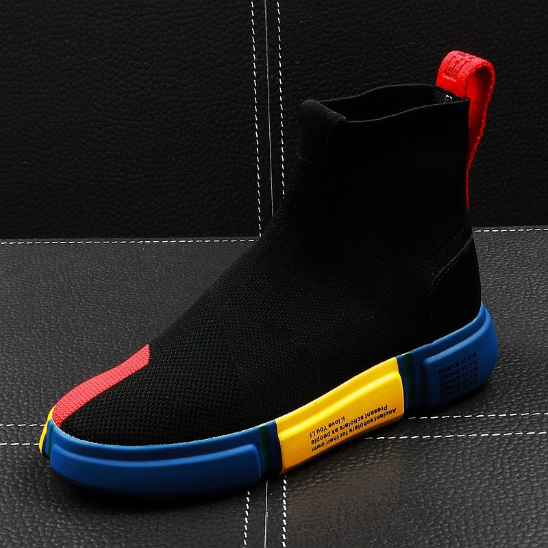 Men's High-Top Knitted Sock Sneakers - Hip Hop Style