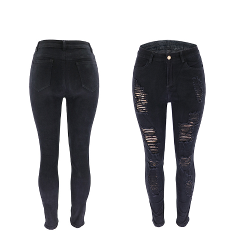 Brown Ripped Skinny Jeans with Distressed Pockets