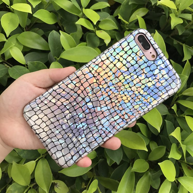 Iridescent Crocodile Pattern Silicone Phone Case